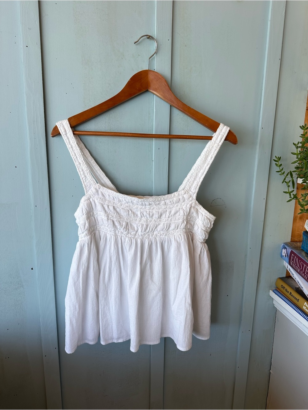 Neuflora Double Lined Smocked Square-Neck White Camisole Top Whimsy Cottage Core - Picture 2 of 10